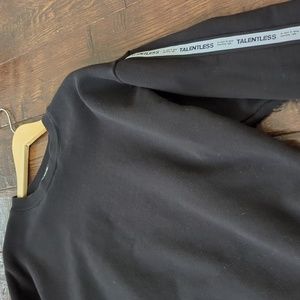 TALENTLESS I Black Heavyweight Crew Neck Sweatshirt Logo Ribbon Tape on Arms, L